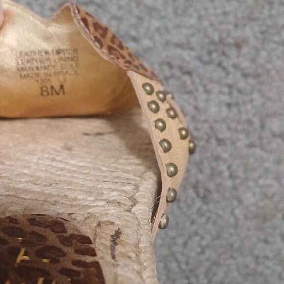 Bridget Shuster tan cheetah heart slides sandals Sz 8 EUC - Picture 8 of 11